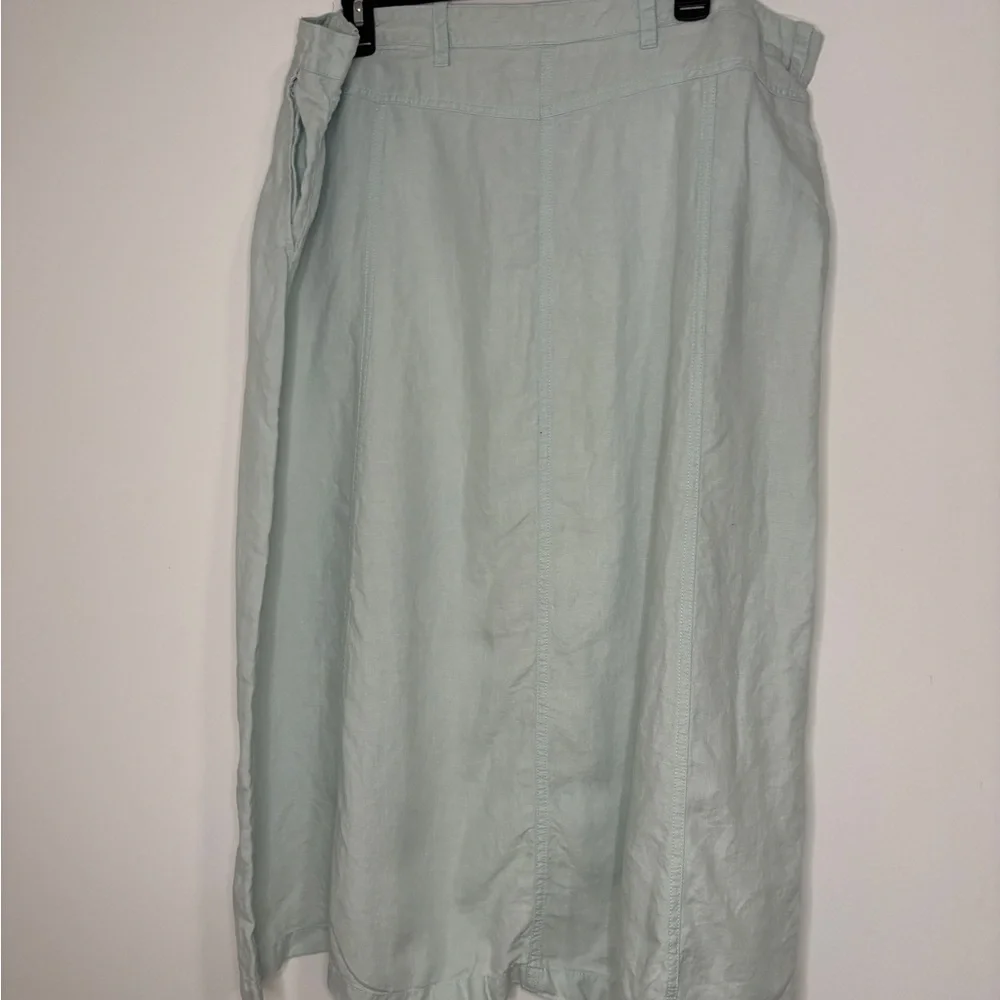 Talbot Maxi Skirt 100% Linen A-Line Sz 18 Seafoam Green Lagenlook Coastal Resort - Picture 9 of 10